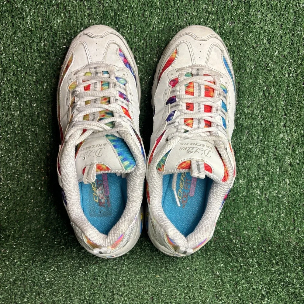 Skechers D'Lites Summer Fiesta‎ Tie Dye Chunky Air Cooled Sneaker White Womens 8